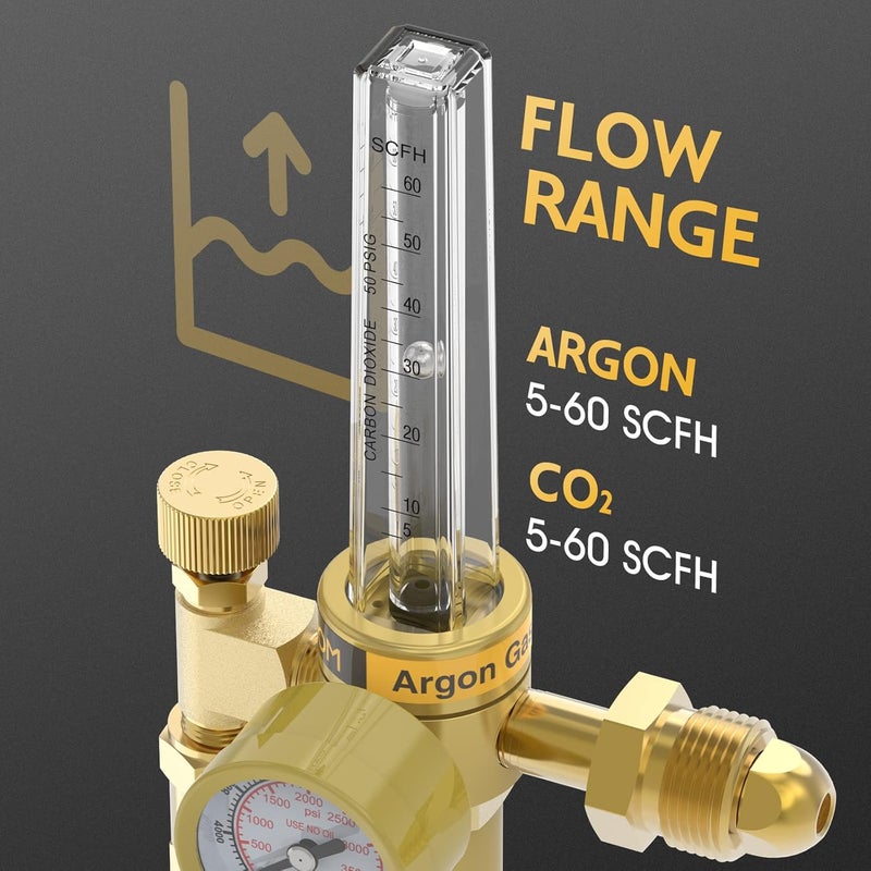 TOOLIOM CO2 Argon Flow Meter Gas Regulator Gauge for MIG TIG Welding - Image 3